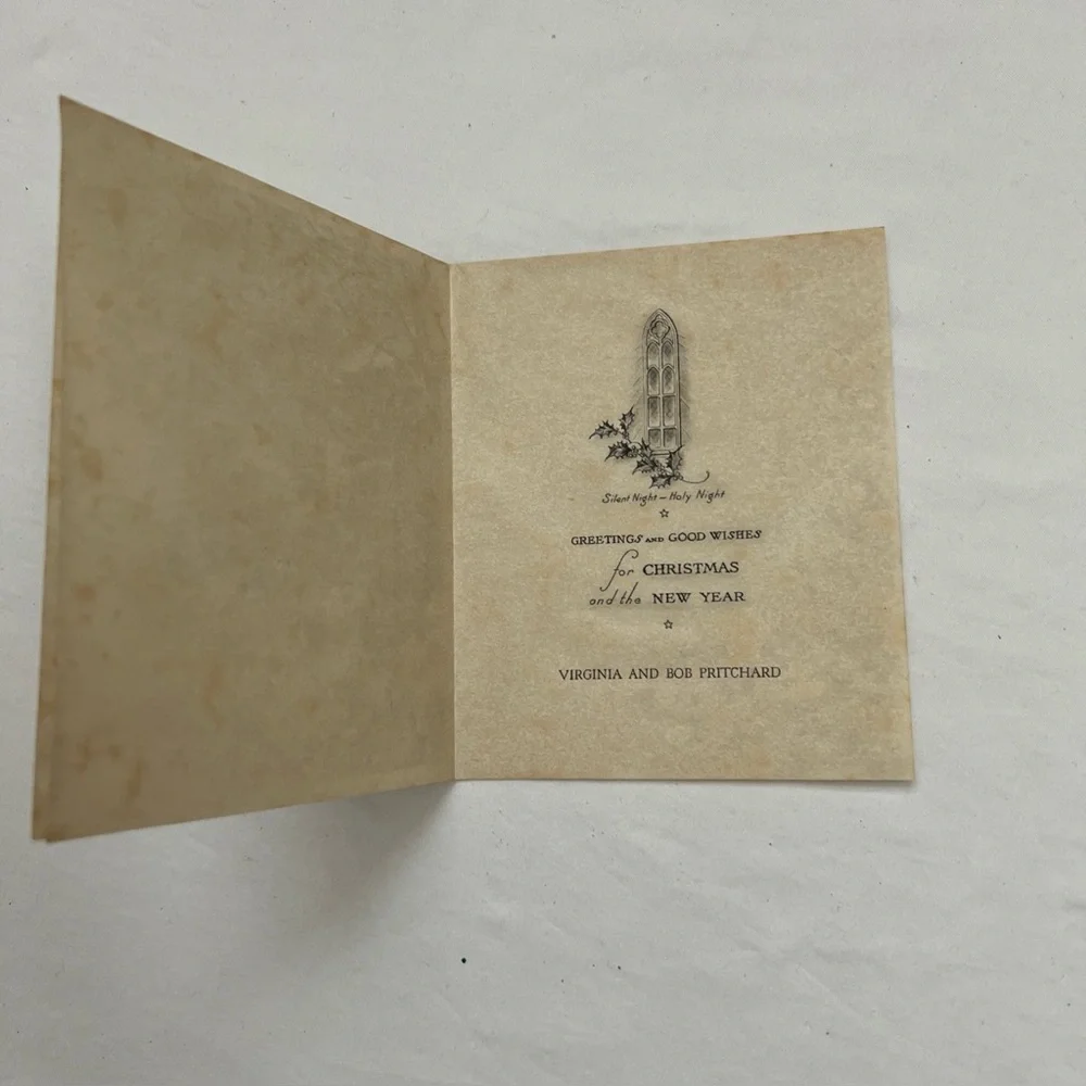 4 Christmas Cards VINTAGE Unbranded Unused WITH Names NO Envelopes 1949 - 1952